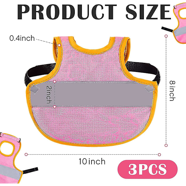 3 stk. hønserefleksvest justerbar kyllinge sele gå kylling hønseforklæder til høns fjerbeskyttelse 3Pcs Pink