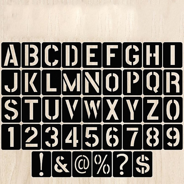 42 stk. bogstav, tal og symbol skabelon hul stencil prægning skabelon A