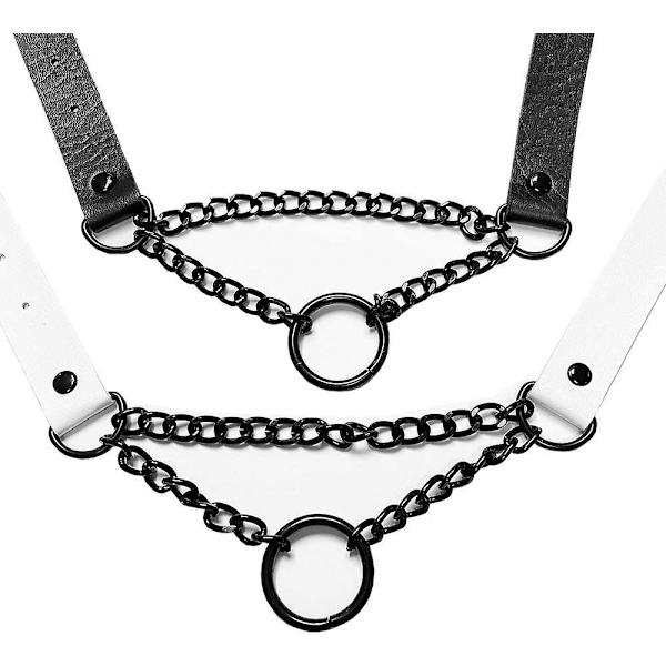 2 stk. Acsergery legering rund hals choker halskæde tung cubansk tyk kæde pu punk