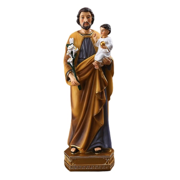 Saint Joseph med Jesusbarnet 8" H Hartsfärgad religiös statypresent
