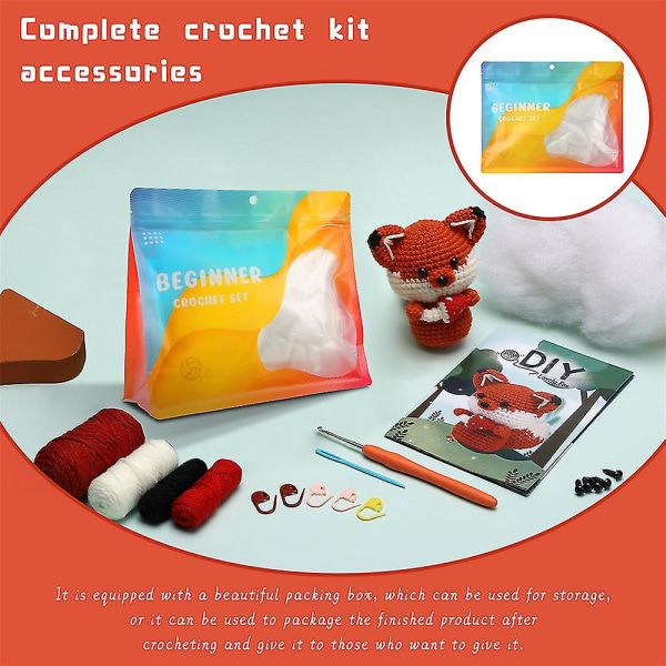 Crochet Kit For Beginners With Crochet Yarn Beginner Crochet Kit For Adults Crochet Kits Model Cute Red Fox