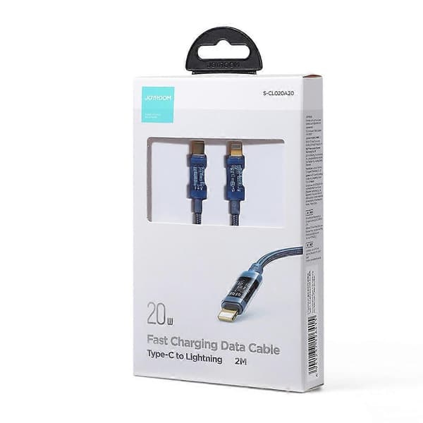 Punottu kaapeli iPhonelle USB-C - Lightning PD 20W 2m sininen