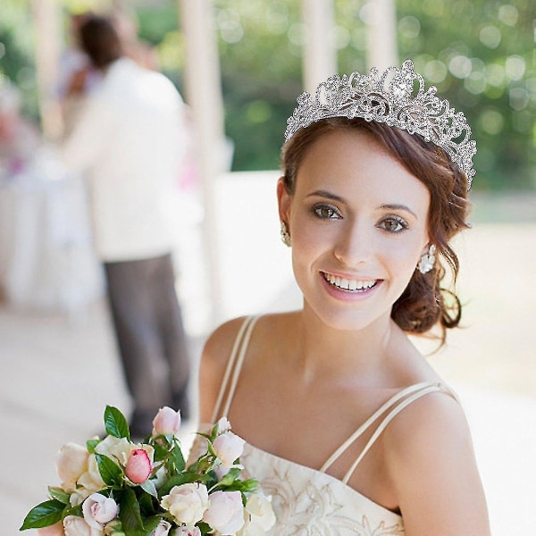 Hopeinen kristallipannu naisille ja tytöille, elegantti prinsessapannu kampoilla