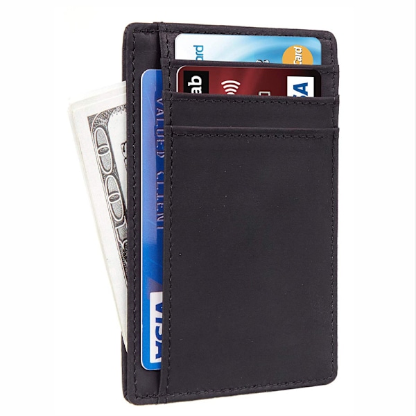 (Black) RFID-Blocking Wallet for Men with Zipper Coin Pocket