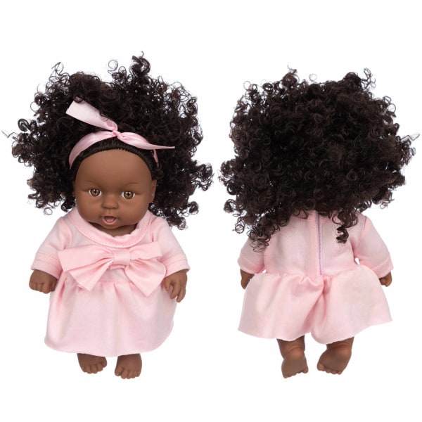 Svart Baby Cute Curly Black 8-tums Vinyl Baby Toy