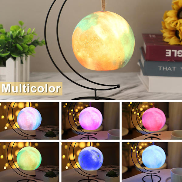 Galaxy Moon Lights Bursdagsggaver Med Stativramme 8 Farger Hjemmedekor Touch Control Sengelampe