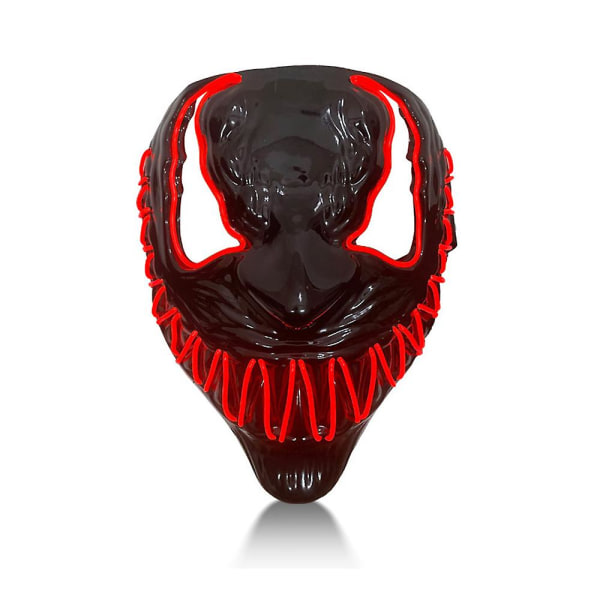 Halloween LED-lys opp skummel maske Cosplay rekvisitt med 3 lysmoduser Red