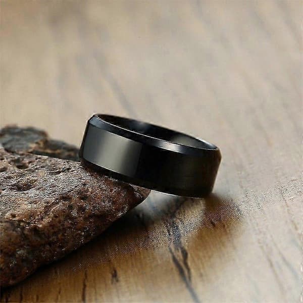 8mm matsort vielsesring i rustfrit stål til mænd og kvinder afslappet ring 6