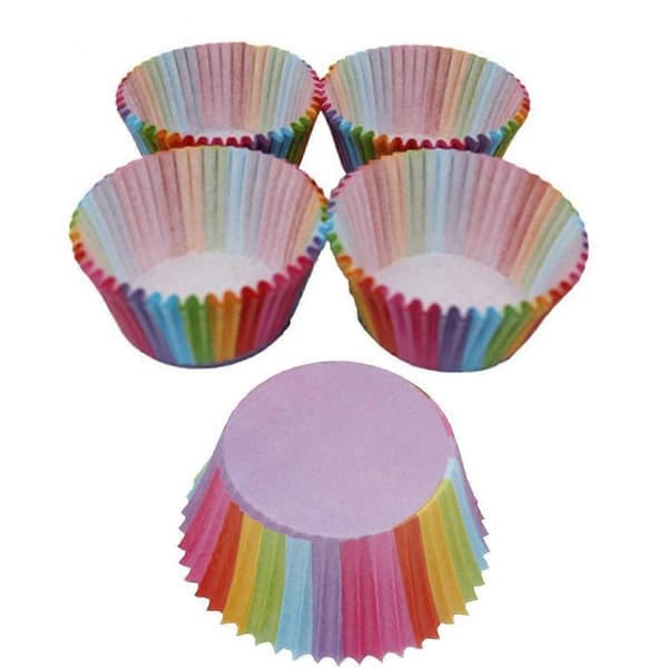 Cupcake Wrappers, 100 stk. Regnbuefarvede lyse standard bageforme Cupcake Liner Cupcake Papir Bageform Muffin Forme Kageform