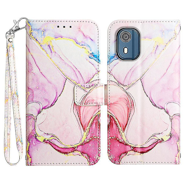 For Nokia C02 (TA-1522) Flip Wallet Case Marmor Mønster Stativ Telefon Cover LS005