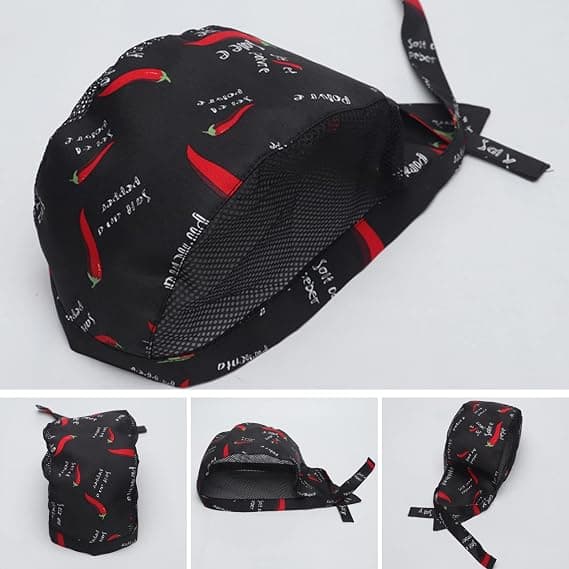 Kockmössa 3-pack Unisex Bandana Hatt för Kök Matlagning Kock Hatt