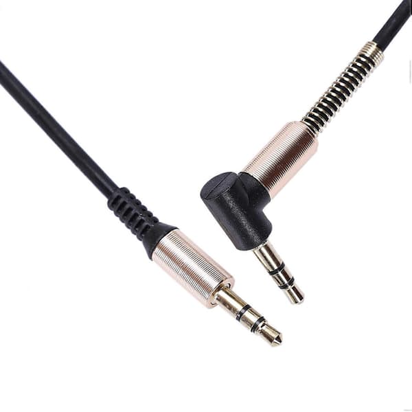 Audio Aux-kabel 3.5 Vinkel 3.5mm Han til Han Sort