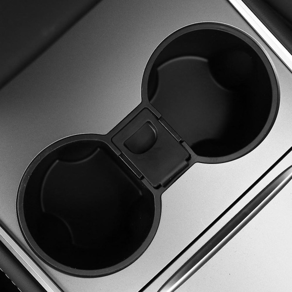 Koppholderinnsats for midtkonsoll i bil, svart TPE, bilinteriørtilbehør for Tesla Model 3 Model Y 2021 - Drikkeholdere