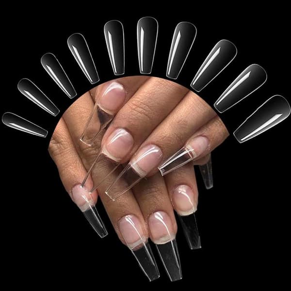 500 pcs Clear False Acrylic Nails, Artificial Pointed Nails
