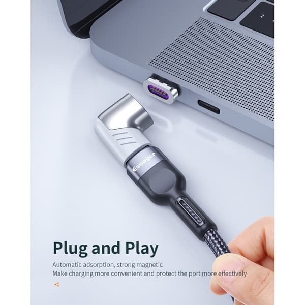 ESSAGER 100W 5A USB-C/USB-C Magnetisk Adapter Sort size 9