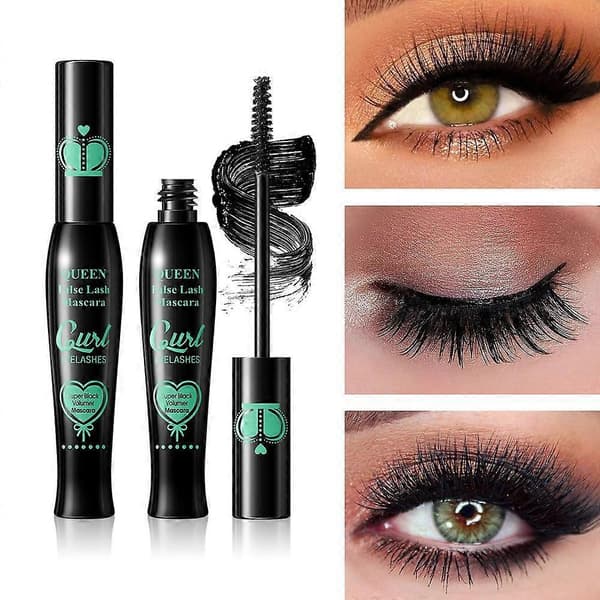 QUEEN False Lash Mascara Curl Eyelashes-Svart Green Tube