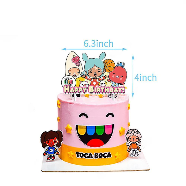 Toca Life Tema Tillykke med fødselsdagen Fest Dekoration Banner Ballon Kage/Cupcake Toppers Kit Tilbehør