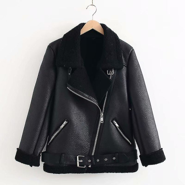 Dame Fåreskind Læderfrakke Black XL