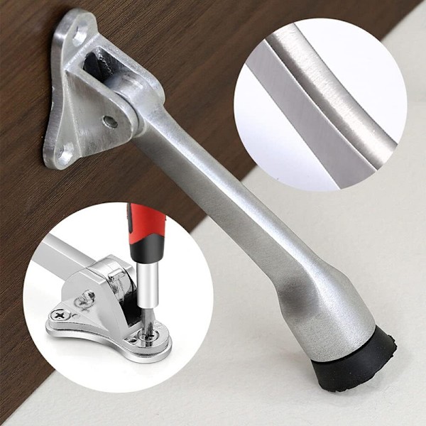 2 x – 12,2 cm Dørstopper – Sinklegering, Forhindrer Smellende Dører, Dørstopper, med Myk Gummibuffer og Skruer