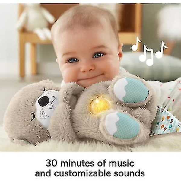 Det siste beroligende og kosende oter, babysovende plysjleketøy, beroliger nyfødte babyer med beroligende musikk og rytmiske bevegelser Kb