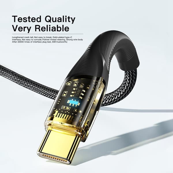 ESSAGER 1m 100W PD USB-C - USB-C Kabel Sort size 40