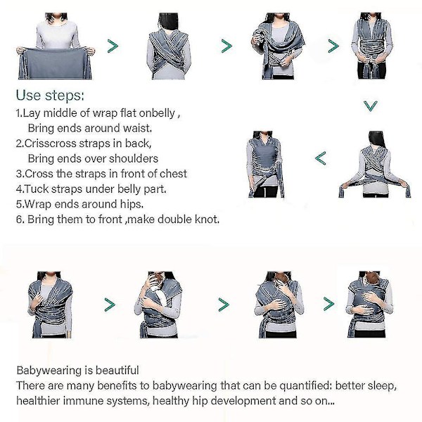 Babysele enkel att bära certifierat ergonomiskt stöd Flerfunktionell stretchig babysele