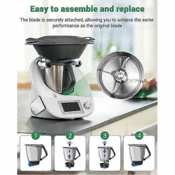 Erstatningsklinge til Thermomix TM5 og TM6, højkvalitets røreklinge i rustfrit stål til hakning og omrøring