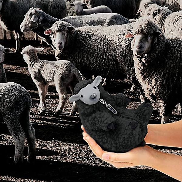 Søte barberte sauebamser Kawaii lam plysjleker Valentinsdag bursdag morsomme gaver til kvinner jenter gutter barn tenåringer små plysjleker sau dekor Black