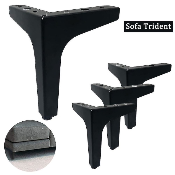 1/4 st metallmöbel soffa ben DIY skåp fötter möbelben heminredning Black 4PCS 10cm