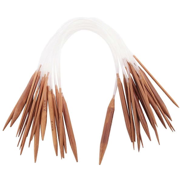 18 par 40 cm cirkulära karboniserade sticknålar i bambu