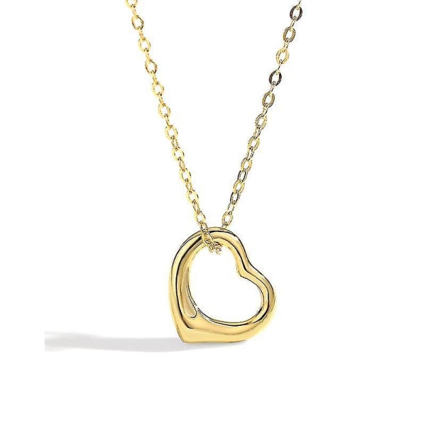 Solid 18k guld hjärta halsband, vackra guld kärlekssmycken för fru/mamma/flickvän, födelsedagspresent för