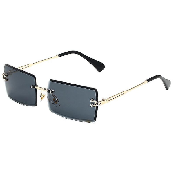 Rektangulære solbriller uden indfatning, der er kompatible med kvinder/mænd Ultralet metalstel Grey