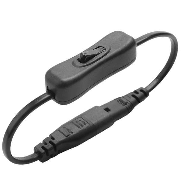 IEC320 C7 til C8 adapterforlengelseskabel med bryterkontroll black