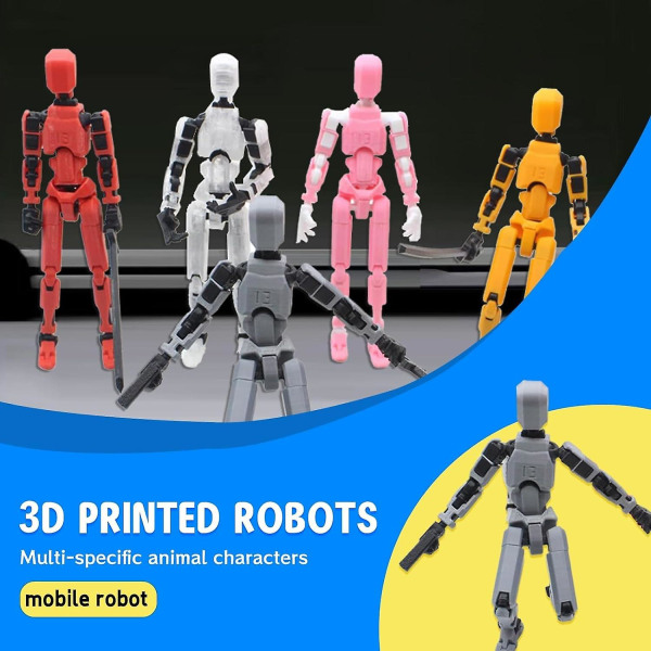 T13 Actionfigur, Titan 13 Actionfigur med 4 typer våpen og 3 typer hender, T13 3D-printet multi-leddet actionfigur Transparent
