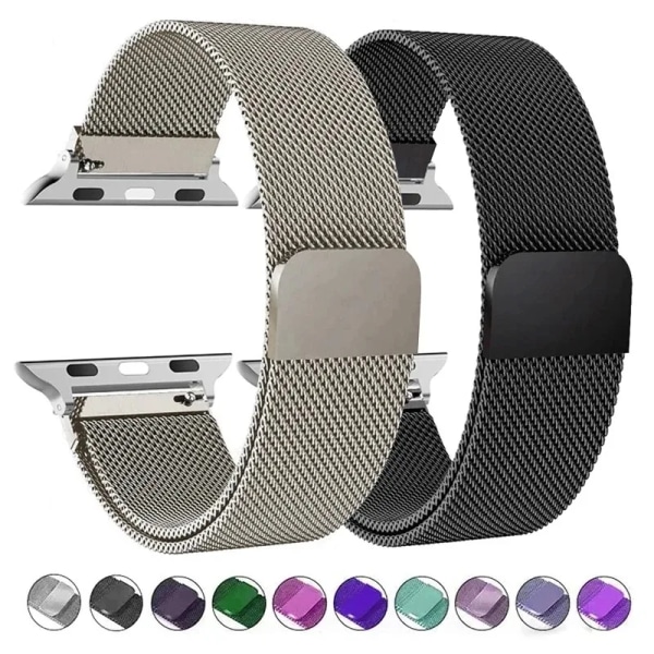 Milanese-rem for Apple Watch 44mm 40mm 45mm 49mm 41mm 38mm 42 44mm Armbånd iwatch Serie 9 3 6 5 SE 7 8 Ultra 2-rem regnbue rainbow 42mm 44mm 45mm 49mm