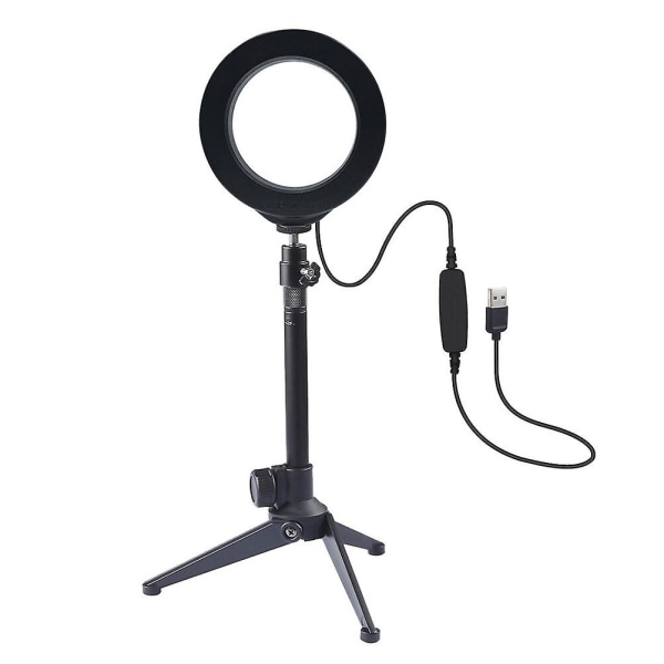 Video Tripod Dimbar Cirkel Ring Light Streaming Ring Light Led Cirkel Ljus Makeup Selfie Ljus Black 12*12CM