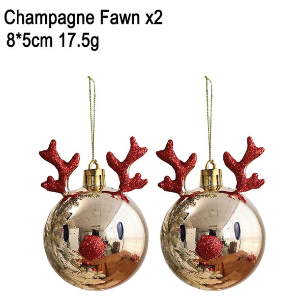 Julekugle Ornamenter, Elg Design, Hængende Kugler, Festartikler Til Juletræspynt Champagne fawn*2