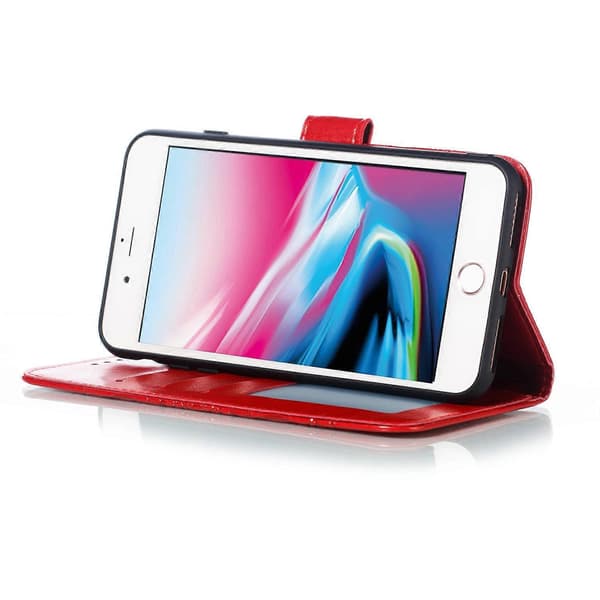 Imprint Mandala Blomst Tegnebog Stativ Flip Læder Etui med Rem til iPhone 8 Plus/7 Plus 5.5 tommer Multicolor Transparent