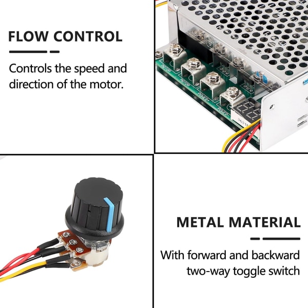 DC 10-55V 100A 3000W Motorhastighetsregulator Reversibel PWM-kontroll Framåt och bakåt regulator silver