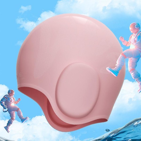 Unisex badehette for barn 3d ørebeskyttelse for barn, gutter og jenter 2 PINK
