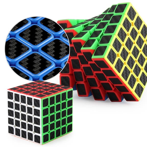 Speed Cube Sæt, Pyramide Cube Stickerless med Instruktion [4 Pakke] (Carbon Fiber Cube Sæt)