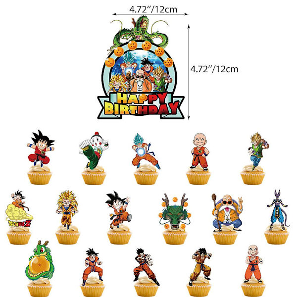 Dragon Ball Balloner Sæt Fødselsdagsfest Dekorationer Tilbehør Dragon Ball Banner Balloner Kage Toppers Hjemmeindretning Til Børn