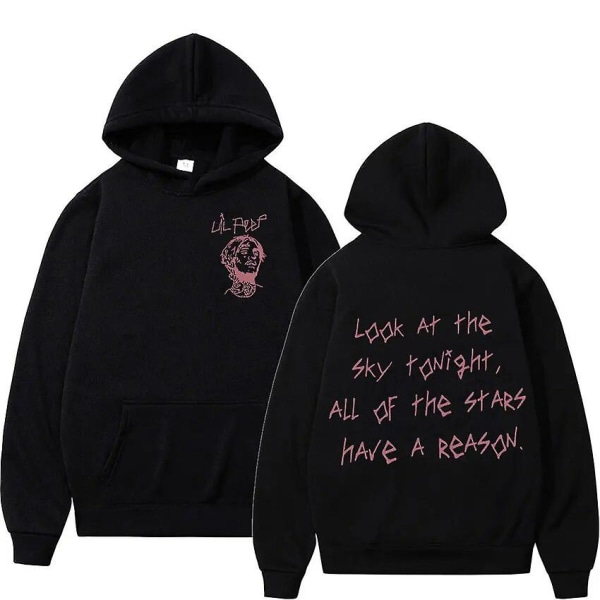 Räppäri Lil Peep Tour -konserttihuppari, miesten hip hop -muoti, vetoketjullinen collegepaita, unisex rento pitkähihainen huppari, goottilainen streetwear, musta XL