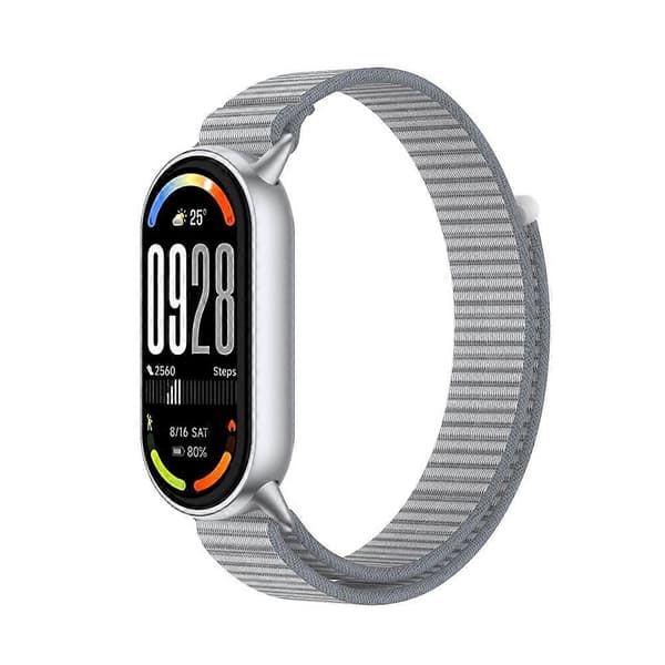 Håndleddsstropp kompatibel med Xiaomi Smart Band 10 / 9 / 8 Magic Tape Nylon Loop Klokkereim Grey