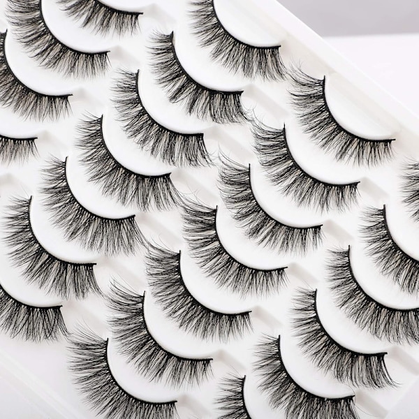 Fransar Lösögonfransar Cat Eyes Wispy Naturliga Faux Mink Fransar 14 Par Pack Lätt Volym Korta Falska Ögonfransar Multipack