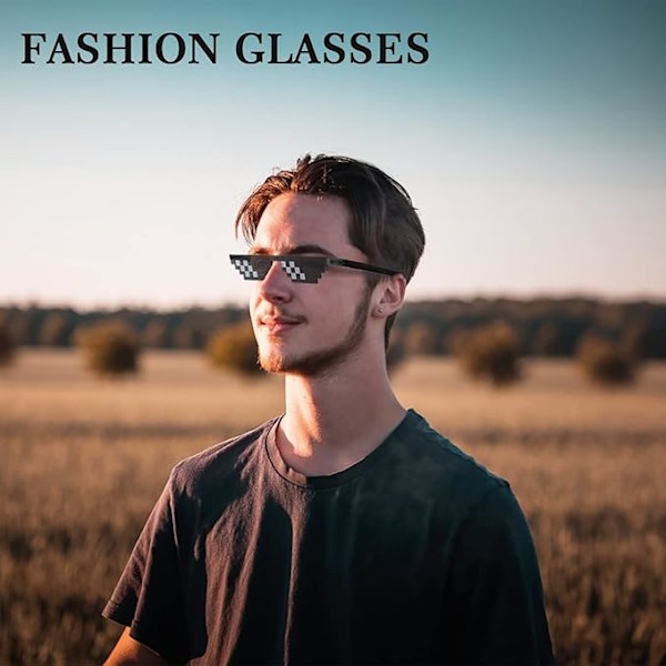 Mosaiikkiaurinkolasit Cool Eyeglasses 8 Bit Pixel Aurinkolasit Miehet Naiset Lapset Valokuva Rekvisiitta Juhlan Koriste Musta