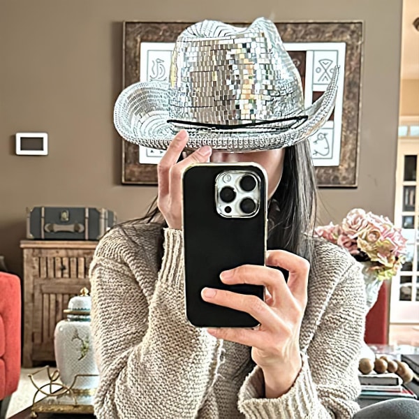 Disco Ball Cowboy Hat, Mirrored Ball Cowboy Hat,women Sparkly Glitter Space Hat Best