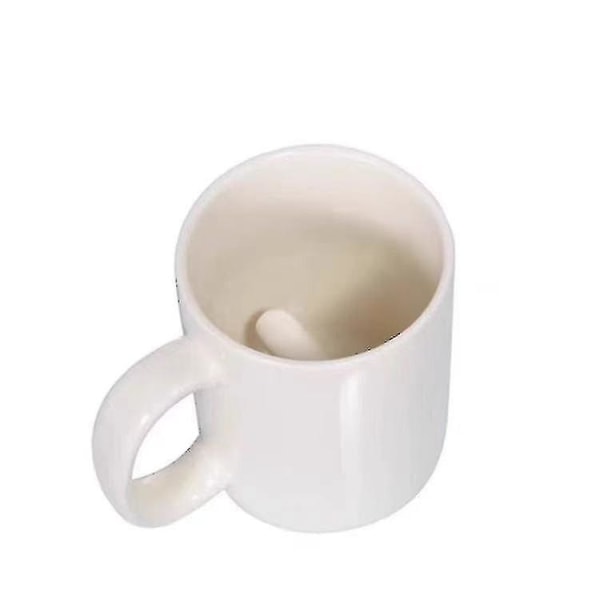 3d långfinger kaffemuggar Särskilda roliga tekoppar Keramiska muggar, vita H