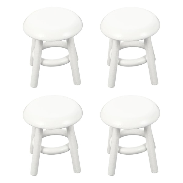 4pcs Mini House Mini Wooden Stools Mini House Small Stools Mini House Accessories White 3.5X3.5X3.5CM