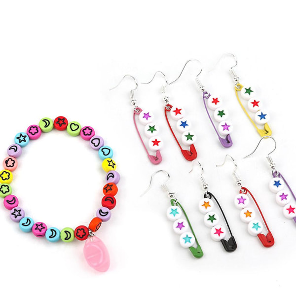 100 stykker/pakning Little Oblate Alphabet Beads Smykkefremstillingsmaterialer Perler